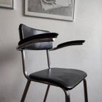 Vintage Kinder Kappersstoel 1950 Gispen Stijl Chroom & Zwart Barber Chair Children thumbnail 9