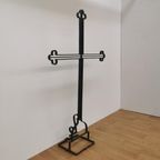 Zeer Groot Antiek Smeedijzeren Kruis Crucifix Metalen Kruis thumbnail 8