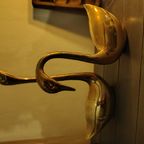 Set Van Zeer Grote (39,5 En 26 Cm) Vintage Zwanen Messing thumbnail 6