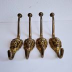 4 Vintage Lange Messing Leeuwenkop Haken Kapstokhaken thumbnail 8