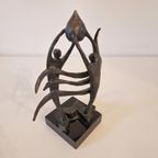 Vintage Bronzen Beeldje Op Marmer Voetje thumbnail 3