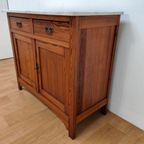 Vintage Frans Dressoir Commode, Ladekast Badkamermeubel Met Marmer Blad 110 thumbnail 10