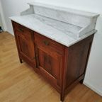 Vintage Frans Dressoir Commode, Ladekast Badkamermeubel Met Marmer Blad 902 thumbnail 9