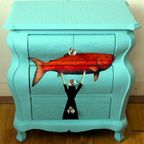 Blauwe Ladekast “goudvis”, Vintage Blue - Eclectisch thumbnail 4