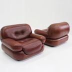 Set Sapporo Italiaanse Leren Fauteuils Mobil Girgi Jaren 70 thumbnail 9