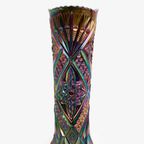 Cilindrische Antieke Gefacerteerde Vaas - Carnival Glass Circa 1910 thumbnail 3
