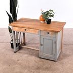 Vintage Bureau Hout | Oud Bureau | Houten Bureau Grijs thumbnail 2