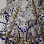 Vintage Kobalt Blauwe Murano - Glas En Kristal - Kroonluchter Met Kralen thumbnail 7