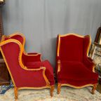 Paar Bergeres Fauteuils. Nieuwe Bekleding. thumbnail 3