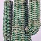 Vintage Rotan Cactus Bohemien Plant Boho Rattan Groen '70 thumbnail 8