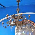 Large Antique Metal Chandelier thumbnail 3
