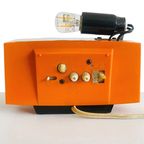 Vintage Mid-century Metamec Wekker Oranje Goud Met Lampje thumbnail 7