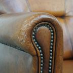 Mooie En Comfortabele Karakteristieke Schapenleren Fauteuil/Armchair Met Een Prachtig Patina thumbnail 10