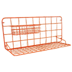 Rood Metalen Wandrek Met Legplank En Mandje Vintage thumbnail 2
