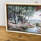 Brocante Hertjes Schilderij Prent In Lijst thumbnail 3