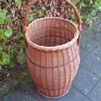Grote Vintage Gevlochten Rieten Mand Met Hengsel, Korf thumbnail 4