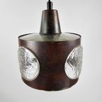 Vintage Hanglamp Uit Denemarken Koper En Glas thumbnail 7