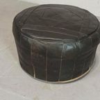 Vintage Leren Peof Ottoman, Zwart thumbnail 10