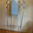 Vintage Staande Kapstok Met Spiegel Aluminium Frans thumbnail 15