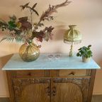 Uniek Art Deco Houten Dressoir Wit Marmer thumbnail 9