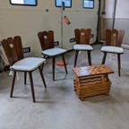 4 Vintage Houten Eet-Stoelen Uit De Jaren 50S/60S thumbnail 3