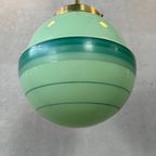 Art Deco Hanglamp Groene Opaline En Messing Armatuur thumbnail 4