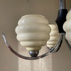 Lamp Art Deco 1930 Frans Chroom 4 Arms Licht Gele Schalen thumbnail 3