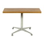 Vintage Salontafel Bijzettafel Houten Blad Chroom Wielen 90Cm thumbnail 8