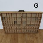 Brocante, Bruine Antieke Houten Letterbak, Wanddecoratie G thumbnail 5