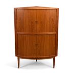 Deens Design Teak Hoek Kast Met Tambour Deuren, 1960S thumbnail 3