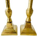 Set Zware Vlaamse Messing Gouden Kandelaars Vierkant 1900’s thumbnail 5