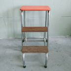Brabantia Keukenkruk/Trapje Met Oranje Skai Leer, Nederland 1960 thumbnail 2