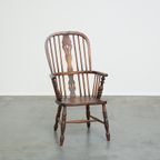 Charmante, Antieke Engelse Highback Windsor Eetkamerstoel Met Een Prachtig Patina thumbnail 2