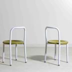 Speelse Set Van Postmoderne Eetkamerstoelen In Wit En Olijfgroen Metaal, Italië 1980S thumbnail 4
