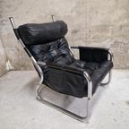 70's Vintage Fauteuil Leren Lounge Buizenframe Stoel thumbnail 2
