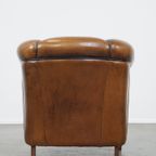 Unieke Vintage Cognac Kleurige Lederen Clubfauteuil Met Een Goed Zitcomfort thumbnail 5