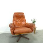 Zweeds Leren Draai Fauteuil G Mobel Sweden, Vintage Draaistoel thumbnail 6