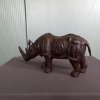 Grote Zeer Decoratieve Leren Neushoorn thumbnail 9