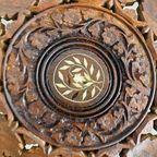 Vintage Oosters Plantentafeltje Houtsnijwerk Boho thumbnail 3