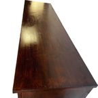 Vintage Dressoir / Retro Lange Extra Diepe Kast Donker Hout thumbnail 9