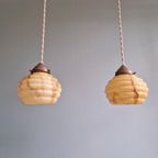 Paar Art Deco Hangers In Gemarmerd Opaline, 1920-30 thumbnail 6