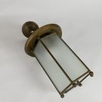 Lantaarn - Hanglamp - Glas - Metaal - Koper - Amsterdamse School - 1950'S thumbnail 9