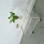 Space Age Plexiglas Trolley Met Messing, Tv Meubel thumbnail 6