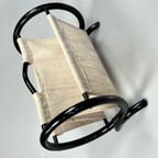 Vintage Ronde Lectuurbak / Tijdschriftenrek, Zwart Rotan, 1970's thumbnail 11