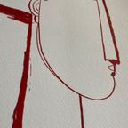 A. Modigliani (1884-1920), Tetes (red), Printed In Italy thumbnail 7