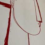 A. Modigliani (1884-1920), Tetes (Red), Printed In Italy thumbnail 7