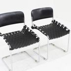 Vintage Italiaanse Stoelen Zwart Leer En Chroom, Jaren 70 thumbnail 6