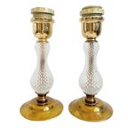 Set Franse Tafellampen Geslepen Glas Messing 1950’s thumbnail 3