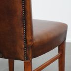 Set Van 6 Comfortabele, Statige Eetkamerstoelen Van Schapenleer thumbnail 13