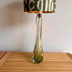 Val St Lambert Groene Kristal Glas Lamp Vintage thumbnail 6
